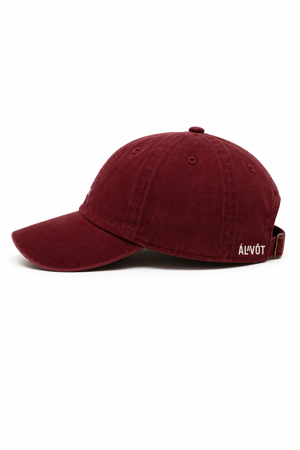 Maroon Burgandy baseball cap with 'ALAVOT' logo on a white background